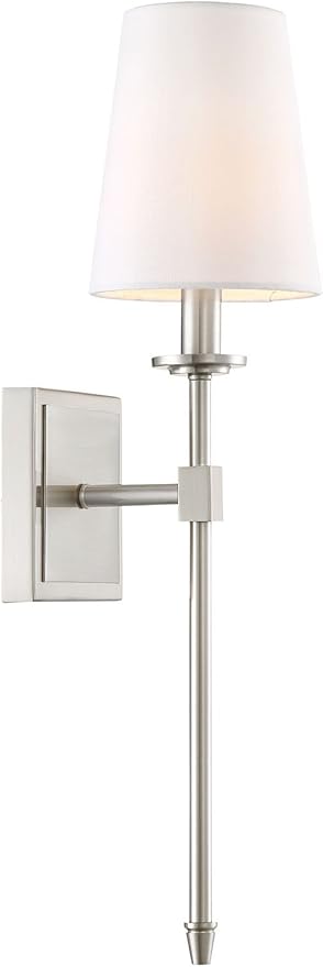 Kira Home Torche 20" Wall Sconce/Wall Light + Linen Shade, Brushed Nickel Finish - Bloomnest