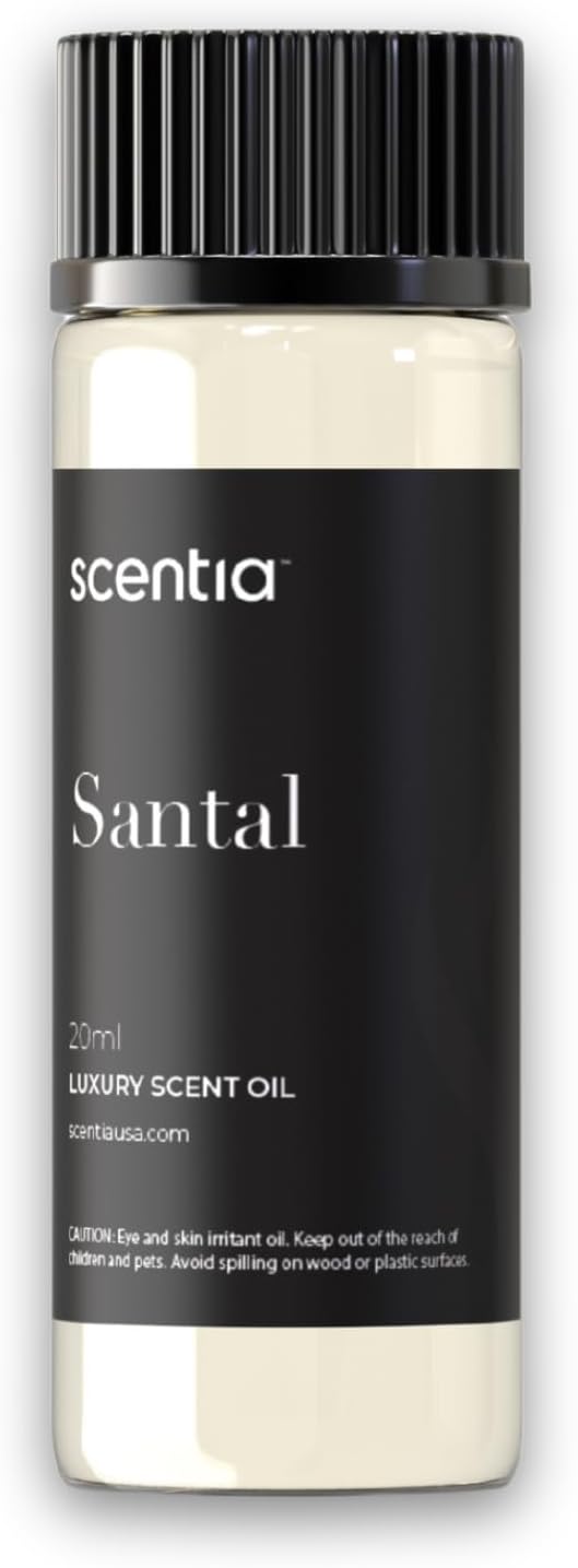 Santal Diffuser Oil – Premium 20ml Santal-Inspired Blend – Sandalwood, Amber, Musk, Cedar, Cardamom – Luxury Fragrance Oil for Ultrasonic & Waterless Diffusers – Made in USA Scentia