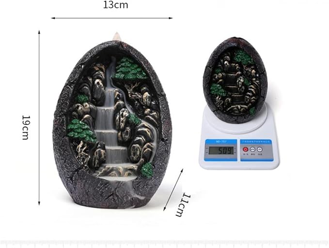 Backflow Incense Holder Resin Mountain Incense Burner Fountain Waterfall Incense Holders Home Decor with 120 Pcs Backflow Incense Cones 30 Pcs Incense Sticks (Waterfall) - Bloomnest