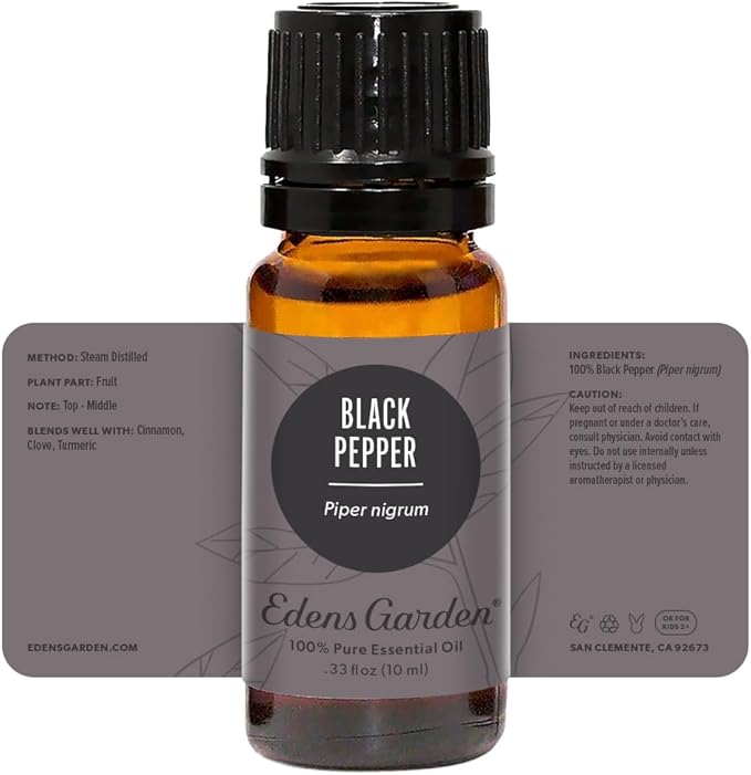 Edens Garden Black Pepper Essential Oil- 100% Pure Premium Grade, Undiluted, Natural, Therapeutic, Aromatherapy, The Best for Diffuser, Skin, Humidifiers, Kid Safe 10 ml (.33 fl oz) - Bloomnest