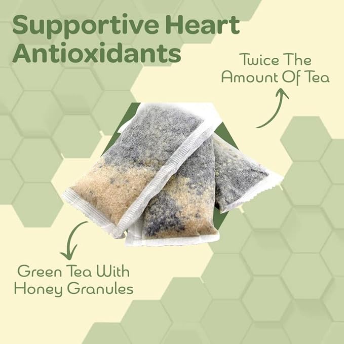 True Honey Green Tea Bags - Honey Crystals Blended in Every Sachet - Supportive Heart Antioxidants - All Natural Contains Caffeine Tea Bag 24 Count - Bloomnest