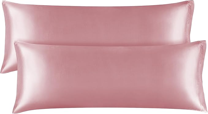 BEDELITE Satin Body Pillow Cover 2 Pack, Super Soft and Cooling Body Pillow Pillowcase for Hair and Skin, Breathable Silky Full Long Pillowcase Cover(20"x54", Nostalgia) - Bloomnest