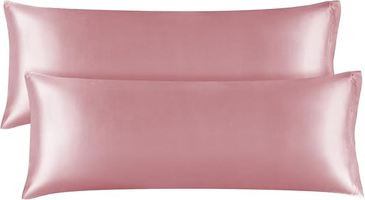 BEDELITE Satin Body Pillow Cover 2 Pack, Super Soft and Cooling Body Pillow Pillowcase for Hair and Skin, Breathable Silky Full Long Pillowcase Cover(20"x54", Nostalgia) - Bloomnest