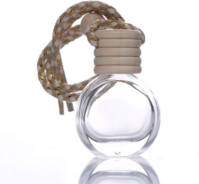 Car Aromatherapy Essential Oil Diffuser Bottle,10 Pack Car Air Freshener Bottle Empty Hanging Perfume Bottle Fragrance Decor Accessories Auto Window Ornament (round) - Bloomnest