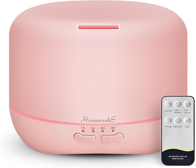 Aromatherapy Essential Oil Diffuser for Room: Air Humidifier Aroma Scent Cool Mist Colorful Lights Cute Small Large Waterless Auto Off Ultrasonic Diffusers for Home Bedroom Pink (300ml) - Bloomnest