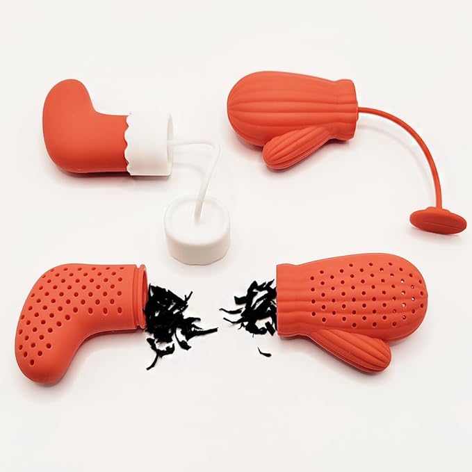 2pcs silicone tea infuser loose leaf tea strainer loose tea steeper, Creative design and reusable funny tea infuser (Gloves + Socks)