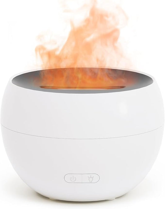SALKING Essential Oil Diffuser, Fireplace Fire Flame Aromatherapy Diffuser, 150ml Ultrasonic Cool Mist Humidifier, Scent Aroma Diffuser with Auto-Off Function for Home, Room (White) - Bloomnest