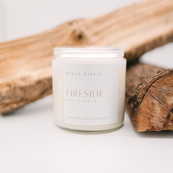 River Birch Candles Fireside Scented Candle | Premium, All-Natural, Non-Toxic, Soy Candles | 16oz 90 Hr Burn Time | Cozy Relaxing Gifts for Home - Bloomnest