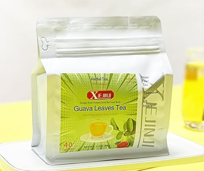 XIEJINJI Guava Leaf Tea Bags, 40 Count, Hojas De Guayaba, Made from 100% Natural Guava Leaves, No Flavoring & No Additives & Caffeine Free, Pyramid Clear Filter Teabag - Bloomnest