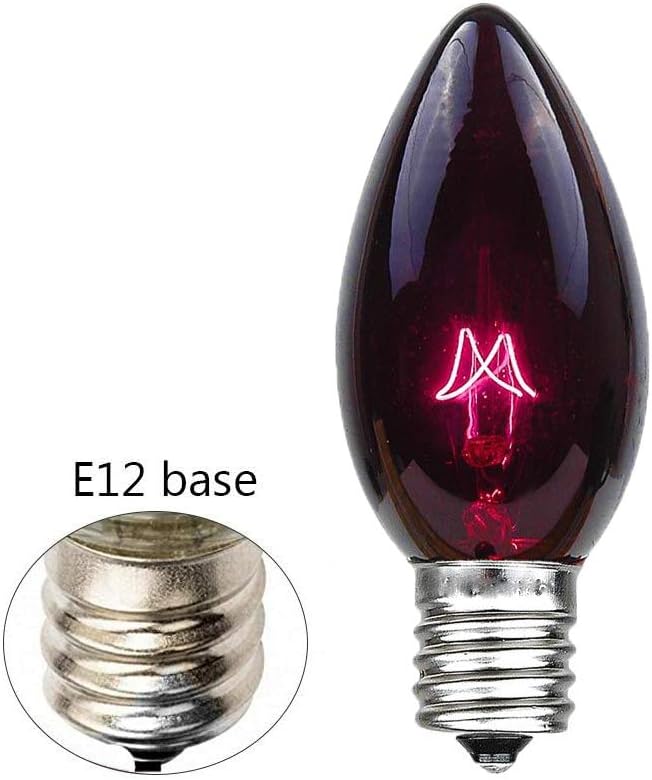 GOOTHY 25 Pack C7 Halloween Replacement Light Bulbs, Transparent Black Light Purple Bulbs for Halloween Outdoor Patio String Lights, C7/E12 Candelabra Base, 5 Watt Night Light Bulbs, Dark Purple - Bloomnest