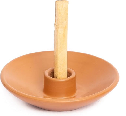 Palo Santo Holder with 5 Sticks - Luna Sundara Handmade Ceramic Incense Burner - Brown Chulucanas Pottery from Peru - Smudge Bowl for Sage - Aromatherapy Gift Set