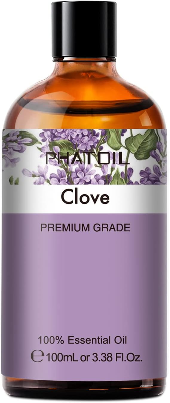 PHATOIL 3.38Fl.Oz Clove Essential Oil, for Aromatherapy Diffusers with Glass Dropper, Humidifiers, Great for DIY Candle and Soap Making, Gift for Friend PHATOIL
