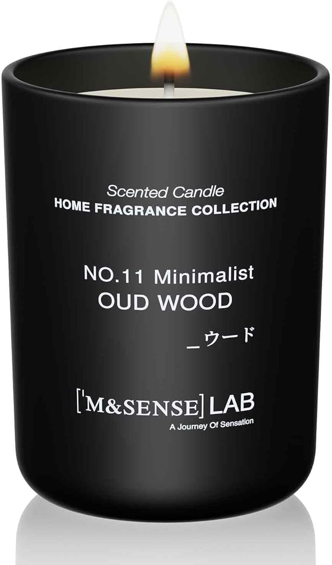 M&SENSE Natural Soy Candle| Oud Wood | 8.82 oz, 50H Burn | Minimalist Scented Candle for Relaxation, Gifting, Home Décor | for Bedroom, Office, Party Medium - Bloomnest