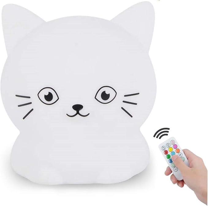 Cat Night Lights Children's Room Lighting, Toddler Bedroom Sleep Lights Bedside lamp - 9 Colors Lamps Room Decor for Toddlers/Boys/Girls/Adults/Bedroom/Bathroom/Outdoor/Camping - Medium - Bloomnest
