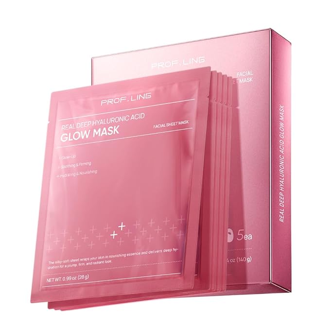 REAL DEEP HYALURONIC ACID GLOW MASK - Hydrating & Brightening Face Mask for Dry/Combination Dry Skin, Reduces Dullness & Fatigue, Camellia Fabric, 24H Moisturization - Bloomnest