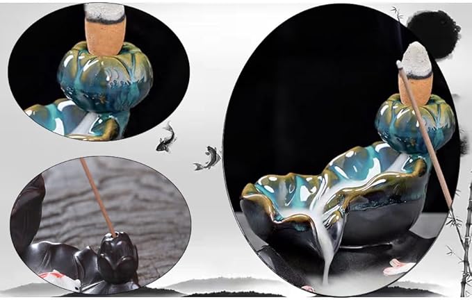 Chakras Backflow Incense Burner, Crystal Tree Incense Waterfall Fountain, Cone Incense Holde, Living Room Shelf Aesthetic Decor - Bloomnest