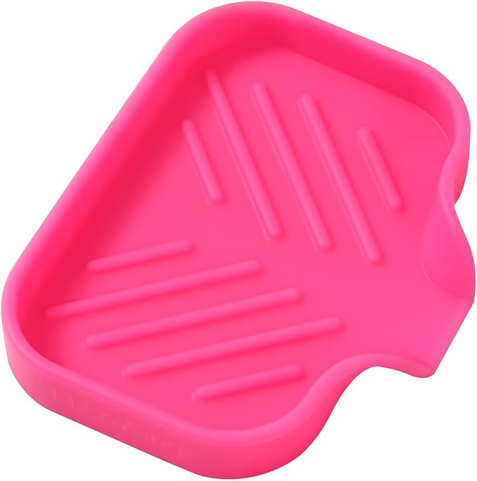 Silicone Bathroom Soap Dishes with Drain Spout-Bathroom and Kitchen Sink Organizer,Sponge Holder,Dish Soap Tray,Perfect for Dispenser,Scrubber,Bottle,Cup on Sink or Counter-Rose 4.9"×3.2" - Bloomnest