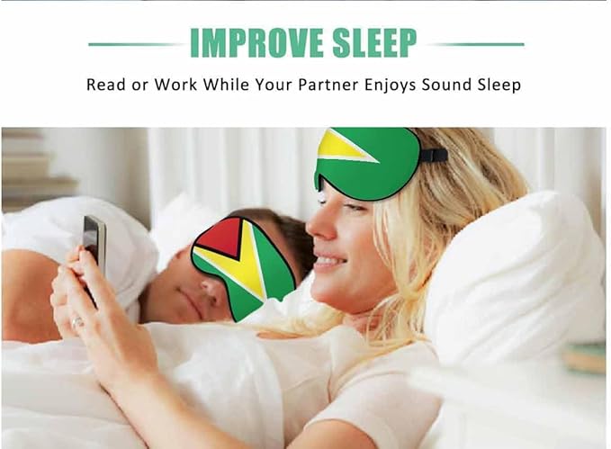 Guyana Flag Sleep Eye Mask Guyana State National Symbol Men Women Sleep Mask with Adjustable Strap Eye Cover Eye Shade for Travel, Nap,Meditation - Bloomnest
