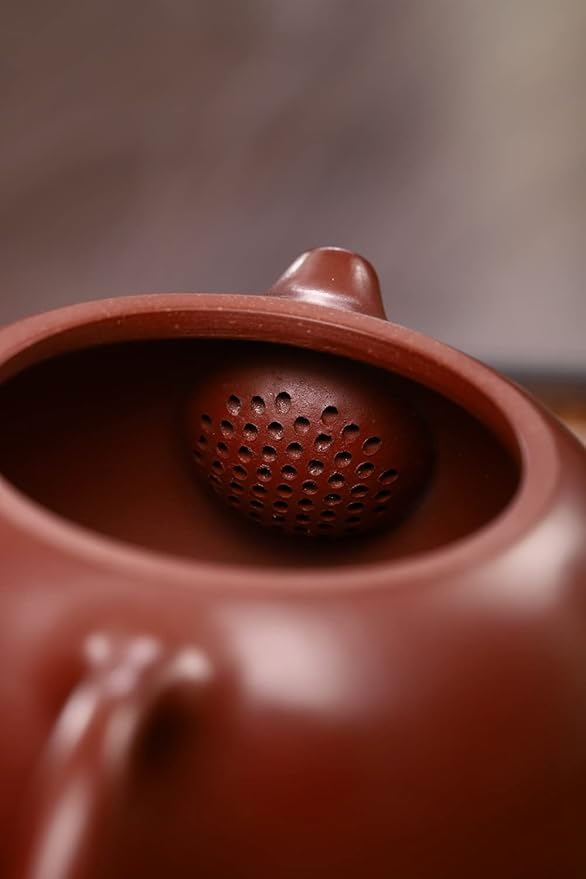 Xishi Teapot Chinese Zisha Clay Pot Ceramics Purple Sand Dahongpao Mud Kungfu Tea Set Kettle Spherical Filter (Red 150ml) - Bloomnest