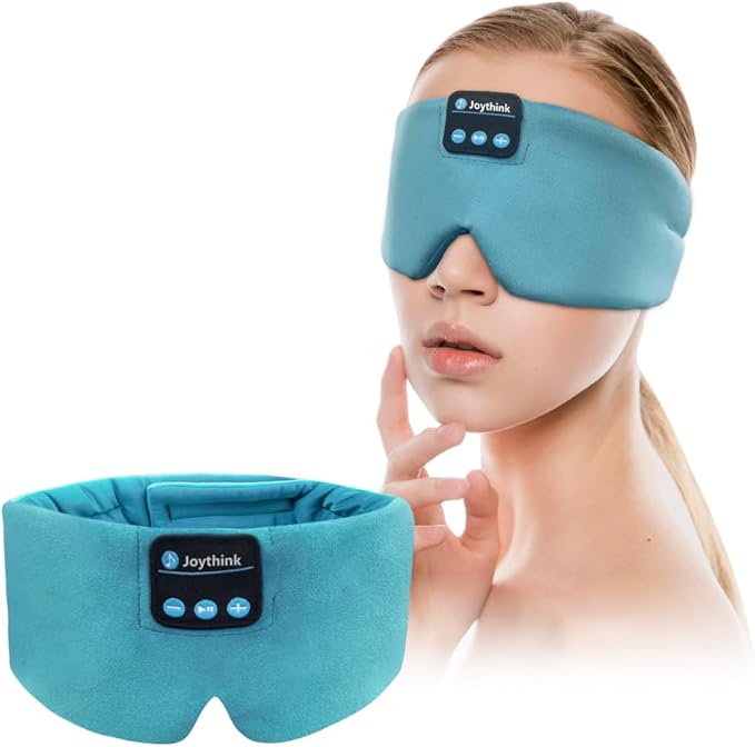 Joythink Sleep Headphones Bluetooth Sleep Mask Silk Kids Children Wireless Headband Headphones for Sleeping Travel Adjustable Sleeping Eye Mask with Thin Speaker - Bloomnest