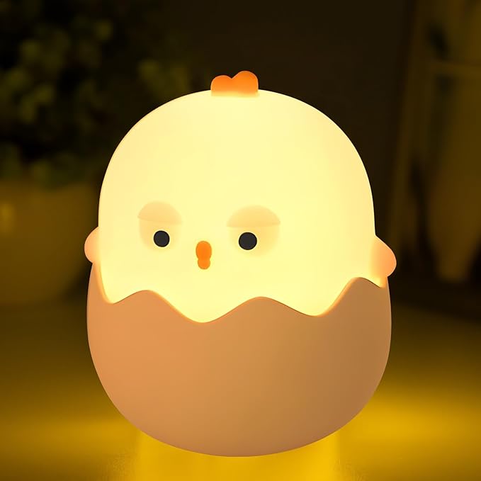 Easter Chick Egg Night Light - Dimmable 7-Color LED Nursery Lamp for Babies, Soft Silicone Touch Eggshell Decor for Easter Basket, Bedroom & Kids Room, Easter Gifts & Birthday Presents - Bloomnest