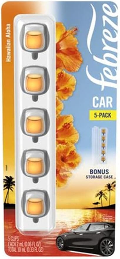 Febreze Air Freshener Car Vent Clips, Hawaiian Aloha (5 Count) - Bloomnest
