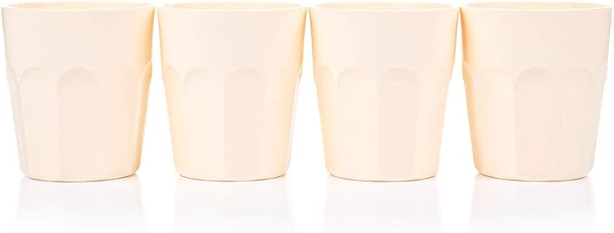 Mintra Home Unbreakable Drinking Cups and Tumblers 4PK - Shatterproof, BPA Free, Reusable, Party Cups, BBQ, Colorful Set, indoors and outdoors (Cream, Small - 12oz) - Bloomnest