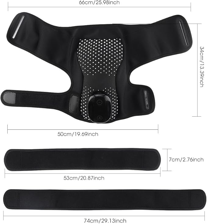Cordless Heating Shoulder Wrap Massager Electric Heated Brace Vibeation Pad for Shoulder Neck with 3 Heat & Vibration (Black)