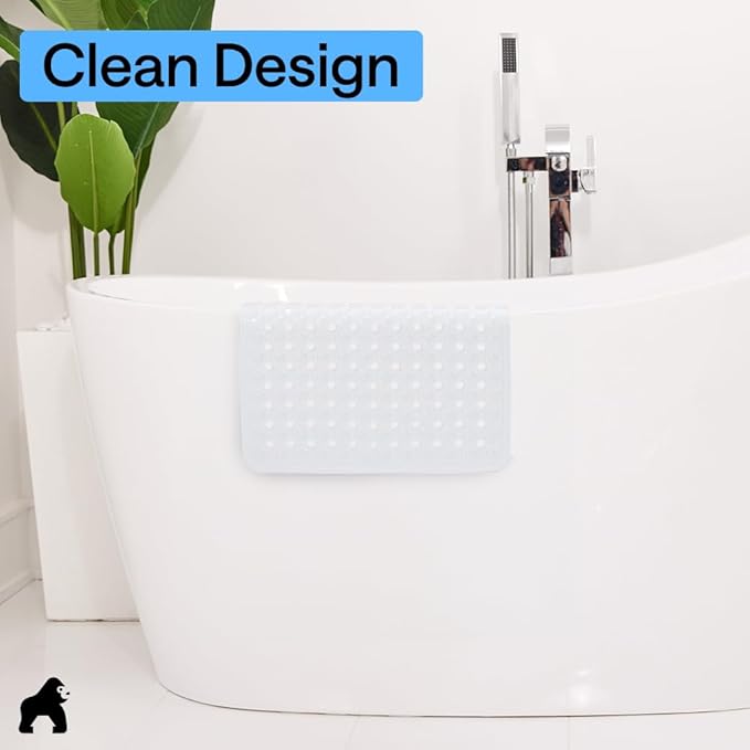 GORILLA GRIP Patented Square Shower Stall Mat, Small Bathtub Floor Mats for Stand Up Showers with Suction Cups and Drainage Holes, Machine Wash, Soft on Feet, Bathroom Accessories 21x21 Inch, White - Bloomnest