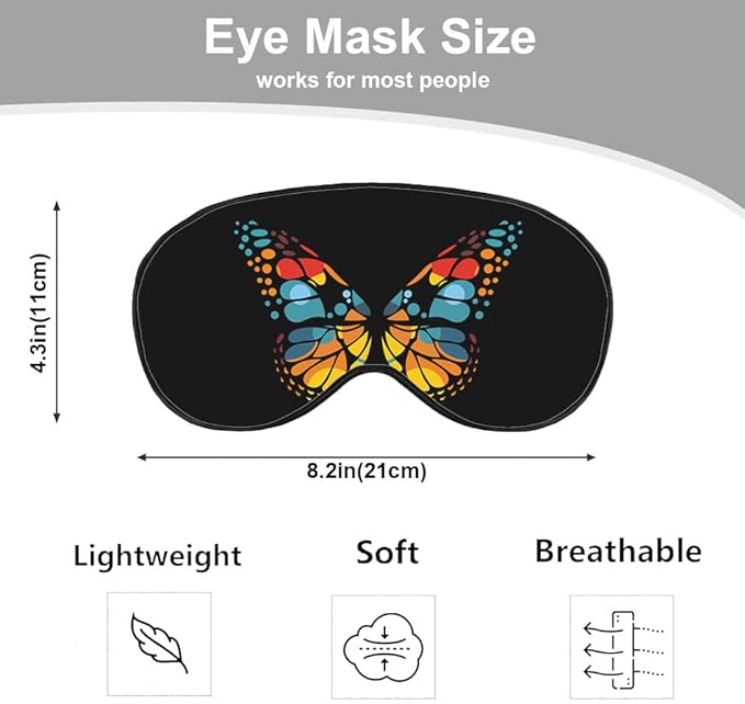Red Blue Yellow Butterfly Silk Eye Mask Sleep Mask Exquisite Mysterious Butterfly Black Eye Mask with Adjustable Strap Lightweight for Women Work Travel Night Sleep - Bloomnest