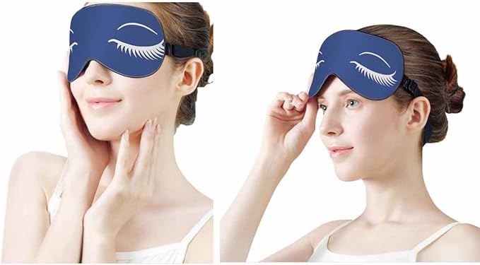 Blue Eyelashes Sleep Eye Mask Closed Eyes with Eyelashes Women Eyes Simple Men Women Sleep Mask with Adjustable Strap Eye Cover Eye Shade for Travel, Nap,Meditation - Bloomnest