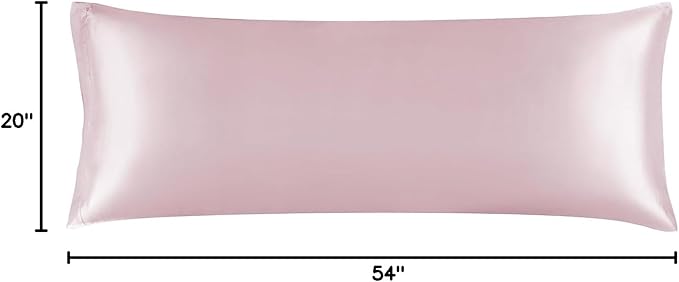 BEDELITE Satin Body Pillow Cover, Super Soft and Cooling Body Pillow Pillowcase for Hair and Skin, Breathable Silky Full Long Pillowcase Cover(20"x54", Lotus Pink) - Bloomnest