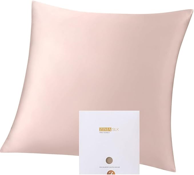 ZIMASILK 100% Pure Mulberry Silk Pillowcase for Hair and Skin Health,Both Sides 19 Momme Silk,1pc (Throw 18''x18'',Pink) - Bloomnest