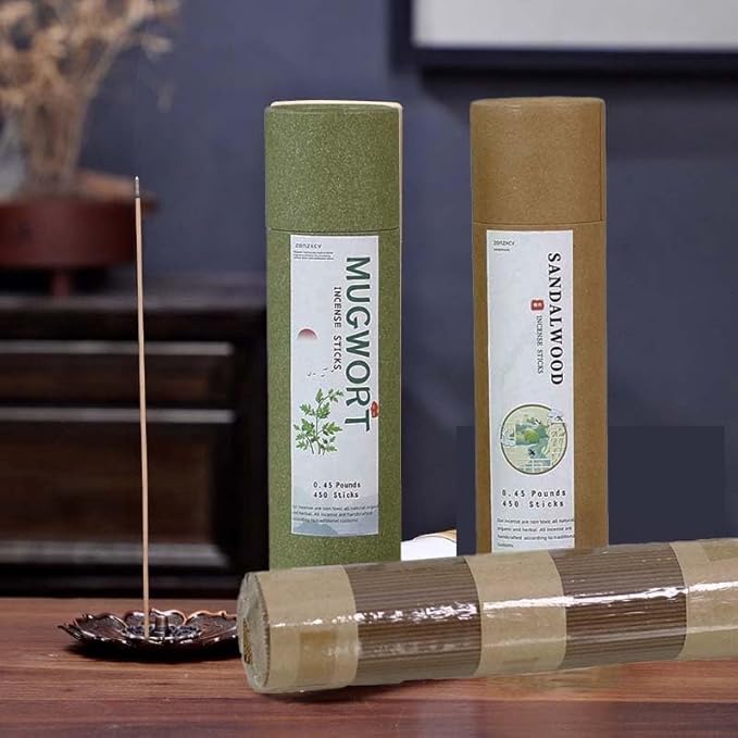 Mugwort Incense Sticks Natural Mugwort Herb Bundle Incense Sticks Pure Moxa for Aromatherapy and Energy Clearing Stress Relief (Mugwort)