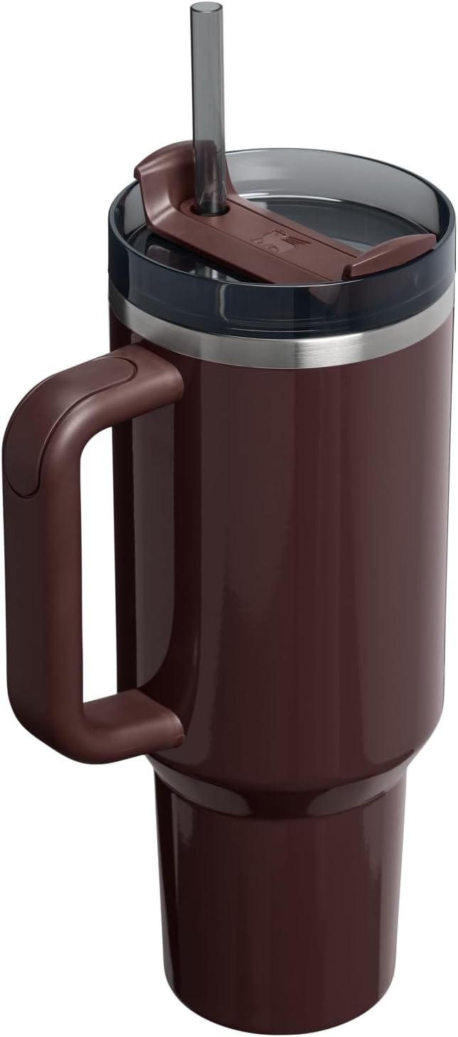 Stanley Quencher H2.0 Tumbler with Handle and Straw 40 oz | Flowstate 3-Position Lid | Cup Holder Compatible for Travel | Insulated Stainless Steel Cup | BPA-Free | Mahogany Gloss