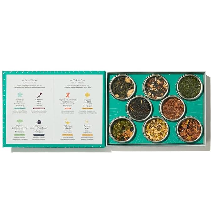 DAVIDsTEA Only the Best 8-Tea Loose Leaf Sampler – 48 Servings in 8 Premium Tins | Tea Gift Set Featuring Buddha’s Blend, S’mores Chai, Cream of Earl Grey & More - Bloomnest