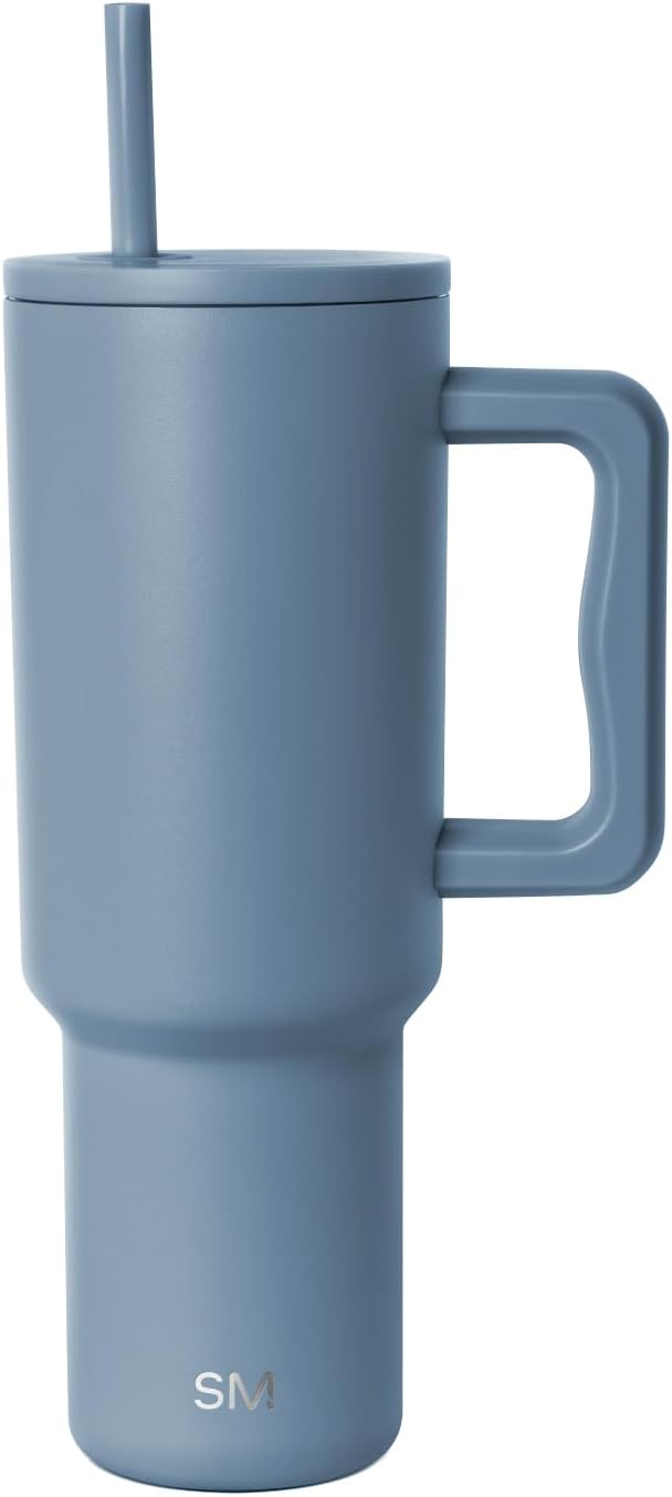 Simple Modern 40 oz Trek Tumbler with Handle and Straw Lid | Cup Holder Friendly Insulated Stainless Steel Travel Mug | Blue Dune SimpleModern