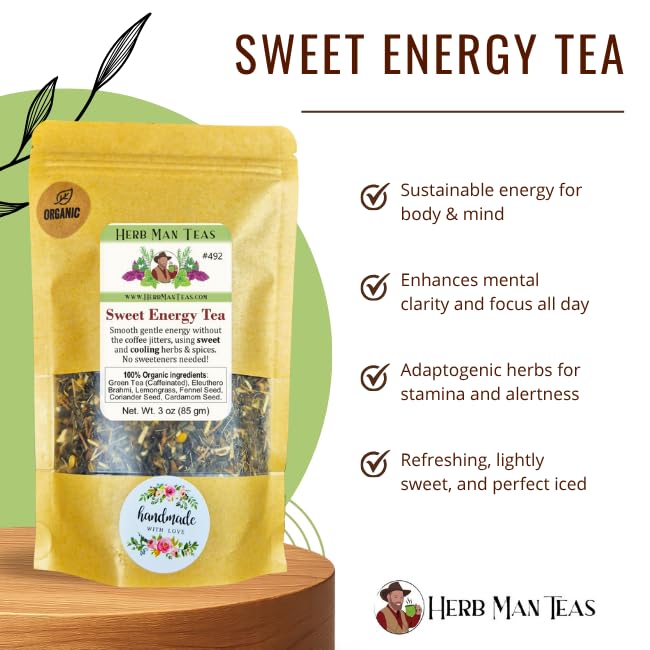 SWEET ENERGY TEA – Cooling, naturally sweet herbal energy tea for those with excess body heat – Formulated by Master Herbalist Khabir – 100% Organic, Non-GMO, No Additives - Bloomnest