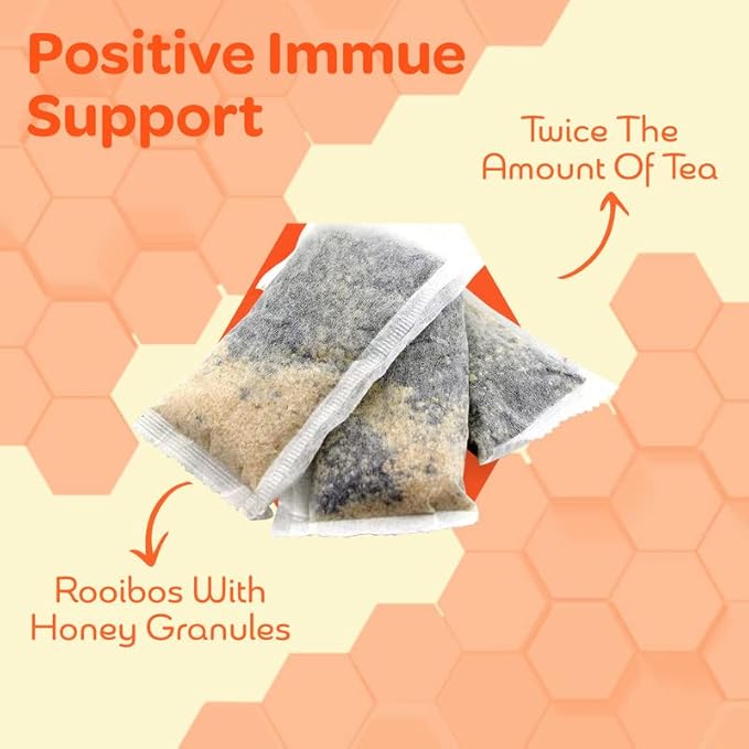True Honey Rooibos Tea Bags - Honey Crystals Blended in Every Sachet - Decaf Red Rooibos Tea - All Natural Organic Herbal Caffeine Free Tea Bag 24 Count - Bloomnest