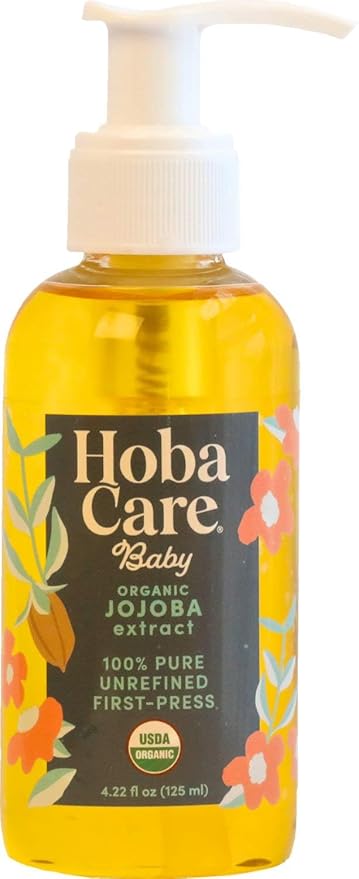 HobaCare Organic Jojoba Baby Oil with Pump – 100% Pure Natural Unrefined Unscented Cold Pressed Jojoba Oil for Baby Hair, Infant Skin, Body Care (4.22 oz) - Bloomnest