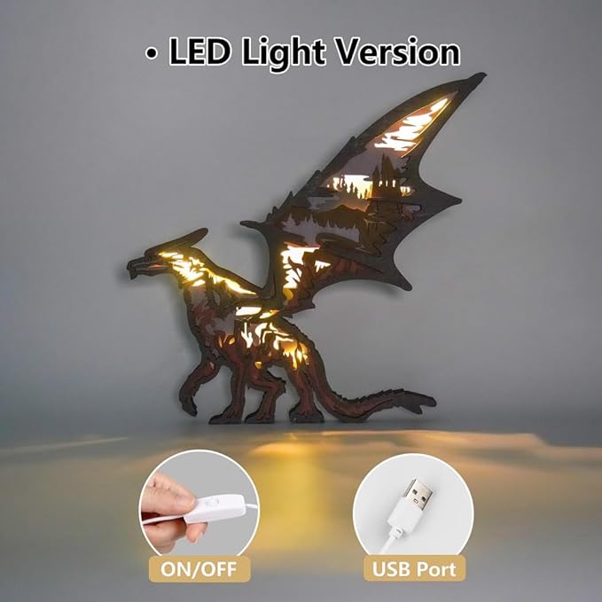 3D Wooden Animal Carving LED Night Light, Wood Carving Light, Modern Home Decoration, Decorative Tables, Cabinets, Living Rooms, Bedrooms, Offices, Farmhouses, Bookshelves, Perfect Holiday Gifts - Bloomnest
