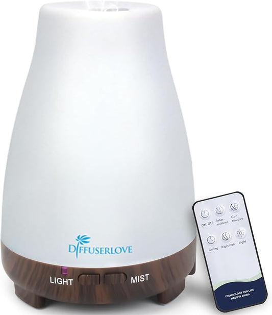 Diffuserlove Essential Oil Diffusers 200ML Remote Control Diffuser Mist Humidifiers BPA-Free Aromatherapy Diffuser (Black Base) Diffuserlove