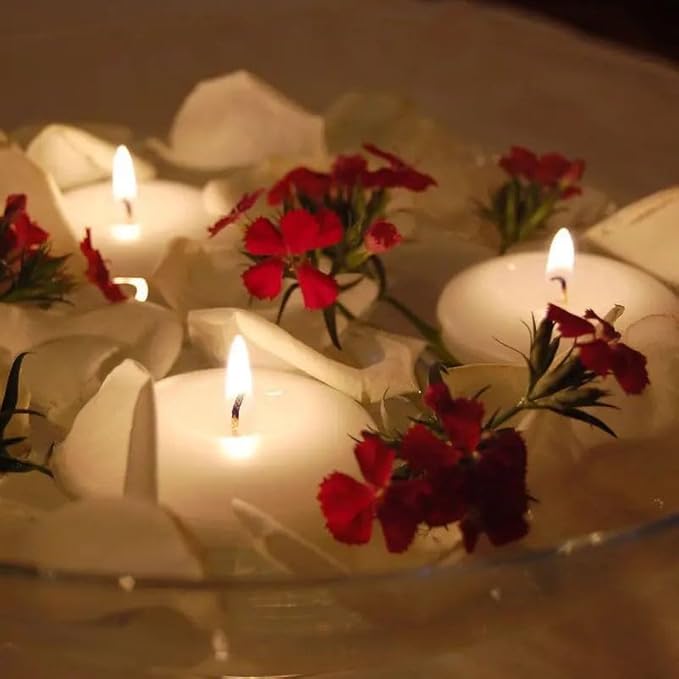 36 Packs 3-Inch unscented White Floating Candles - Ideal for Weddings, Pool Party, Holiday Centerpieces and Events - Odorless, Drip-Free, Long Lasting Burn Time - Bloomnest