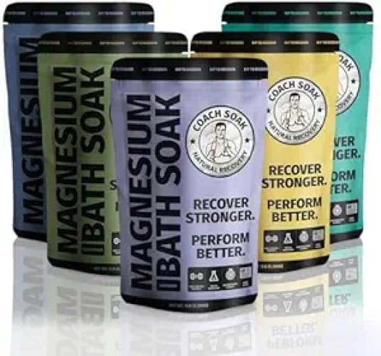5 Pack Bundle: Coach Soak Recovery Bath Soak, Epsom Salt Bulk, Bath Salts Bulk, 5 Pack Bundle - Total of 15 Pounds (Mixed Bundle) - Bloomnest