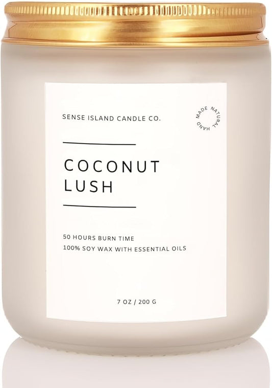 Coconut Lush Scented Candle | Sensual Intoxicating Fragrance Inspired by VS Coconut Passion | 7oz Soy Wax Long Lasting Scented Candle for Women | Gift for Her, Bedroom or Bath - Bloomnest