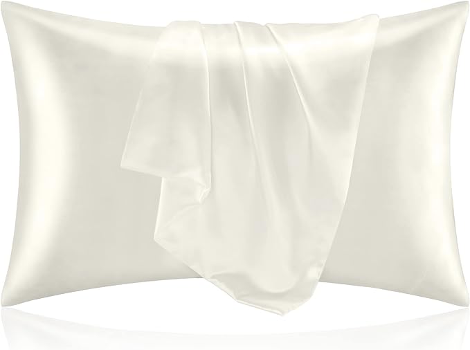 BEDELITE Satin Pillowcase for Hair and Skin, Super Soft and Cooling Similar to Silk Pillow Cases 2 Pack with Envelope Closure, Gift for Women Men(20"x26" Standard Size, Ivory) - Bloomnest