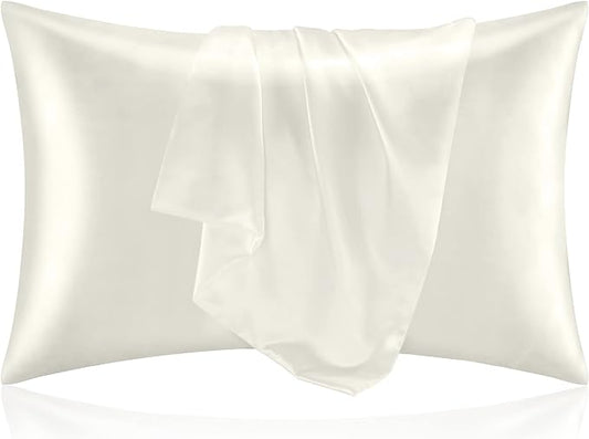 BEDELITE Satin Pillowcase for Hair and Skin, Super Soft and Cooling Similar to Silk Pillow Cases 2 Pack with Envelope Closure, Gift for Women Men(20"x26" Standard Size, Ivory) - Bloomnest