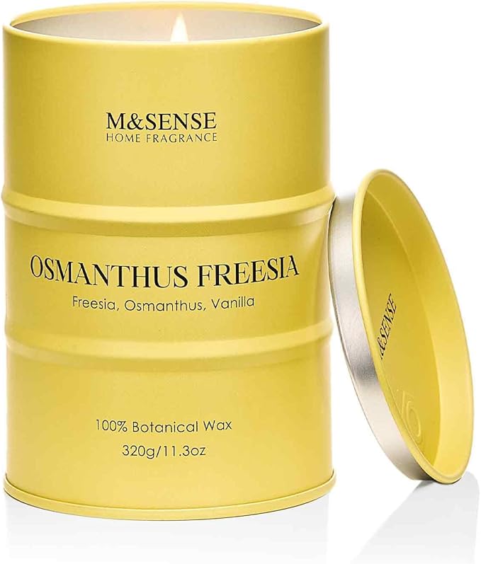 M&SENSE Osmanthus Freesia Scented Candles Natural Non Toxic, Aromatherapy Candle for Stress Relief Meditation Relaxing, Housewarming Gifts for Women Men, 11.3oz 70 Hour Long Burning - Bloomnest