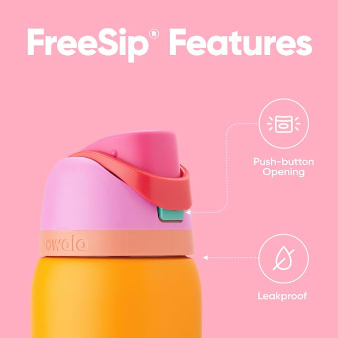 Owala FreeSip Insulated Stainless Steel Water Bottle with Straw for Sports, Travel, and School BPA-Free Sports Water Bottle, 32 oz, Tropical Owala