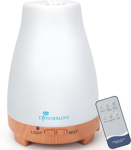 Diffuserlove Essential Oil Diffusers 200ML Remote Control Diffuser Mist Humidifiers BPA-Free Aromatherapy Diffuser (Yellow Base) Diffuserlove